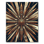 Golden Bronze Sunburst Geometric Lines Rug