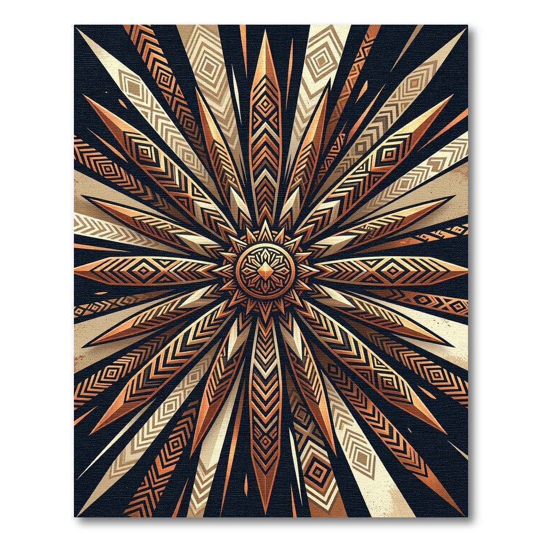 Golden Bronze Sunburst Geometric Lines Rug