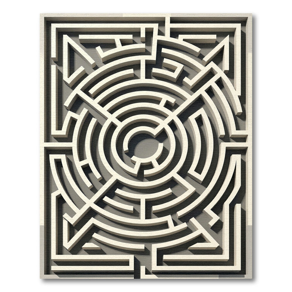 Modern Ivory Geometric Maze Rug
