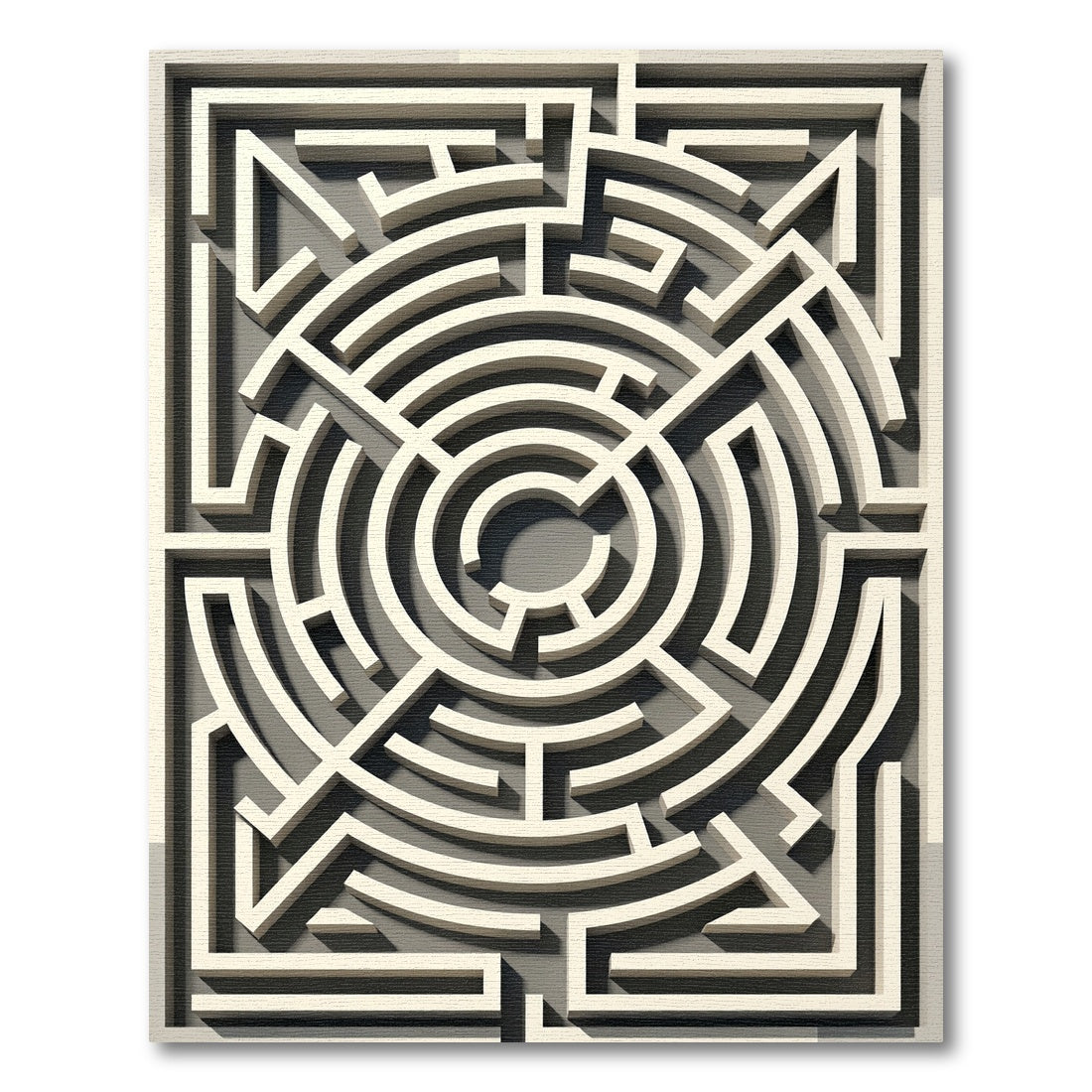 Modern Ivory Geometric Maze Rug