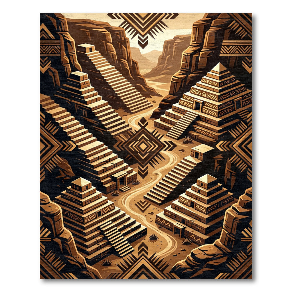 Sepia Aztec Canyon Staircase Rug