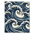 Naval Blue Rushing Water Curves Rug