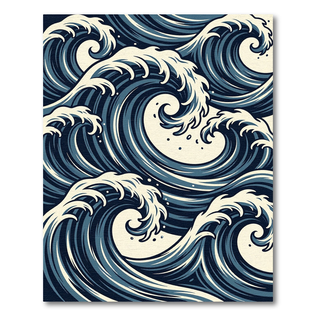 Naval Blue Rushing Water Curves Rug