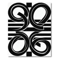 Bold Black White Geometric Swirl Rug