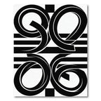 Bold Black White Geometric Swirl Rug