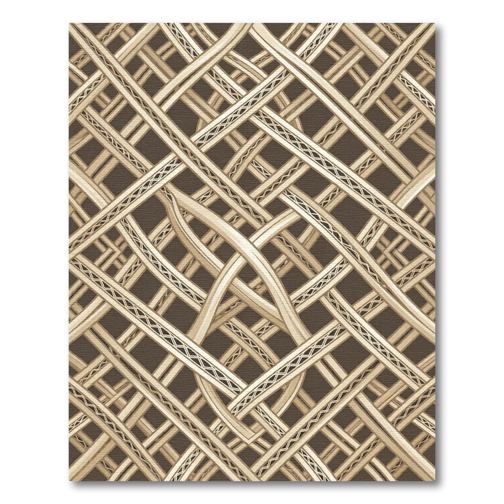 Brown and Beige Intertwined Geometric Weave Rug