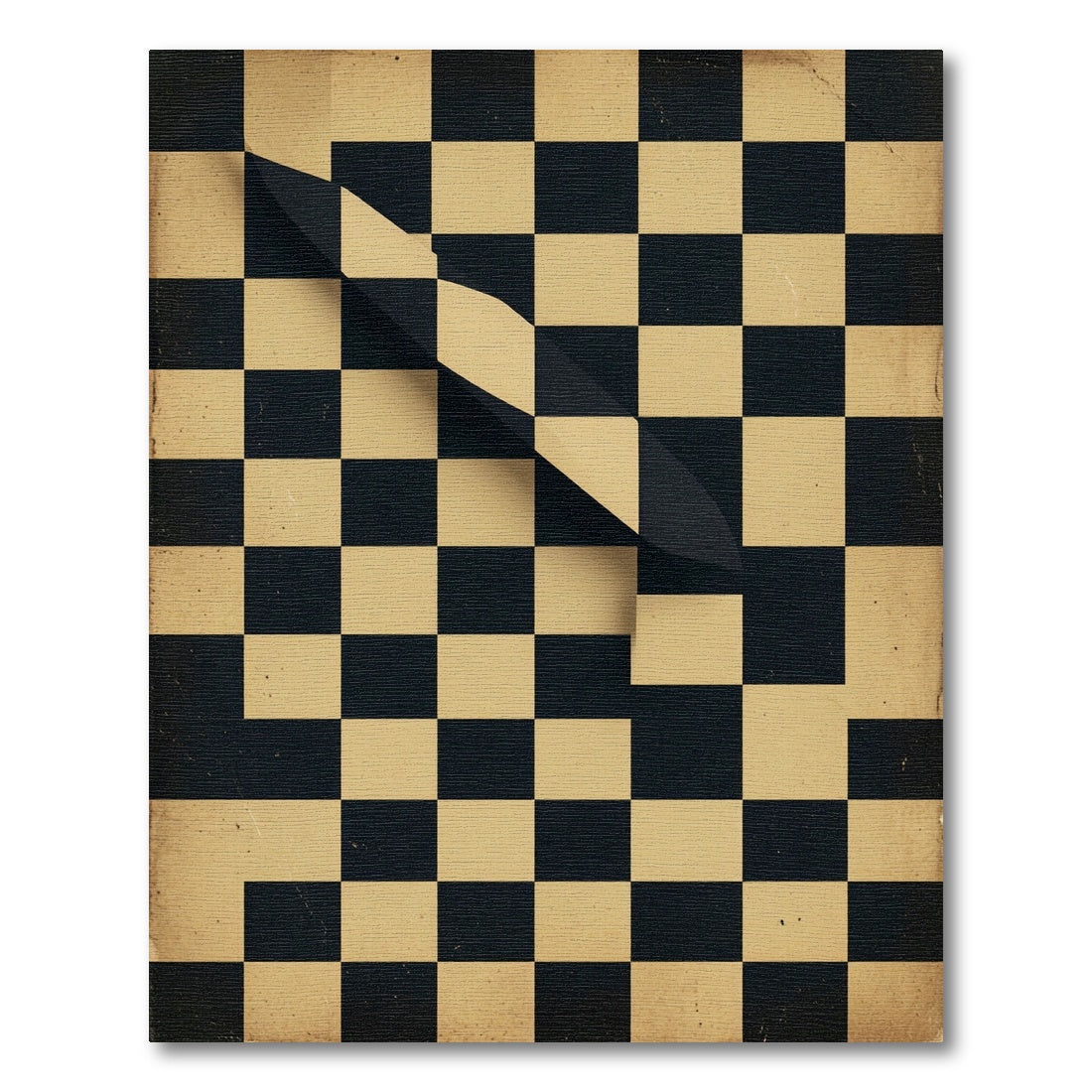 Black Cream Folded Checkered Rug
