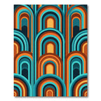 Mid-Century Geometric Arch Teal Orange Rug