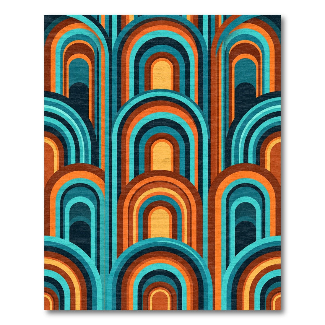 Mid-Century Geometric Arch Teal Orange Rug