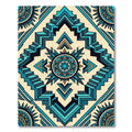 Teal Geometric Aztec Step Medallion Rug