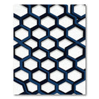 Modern Navy Geometric Interlocking Hexagon Rug