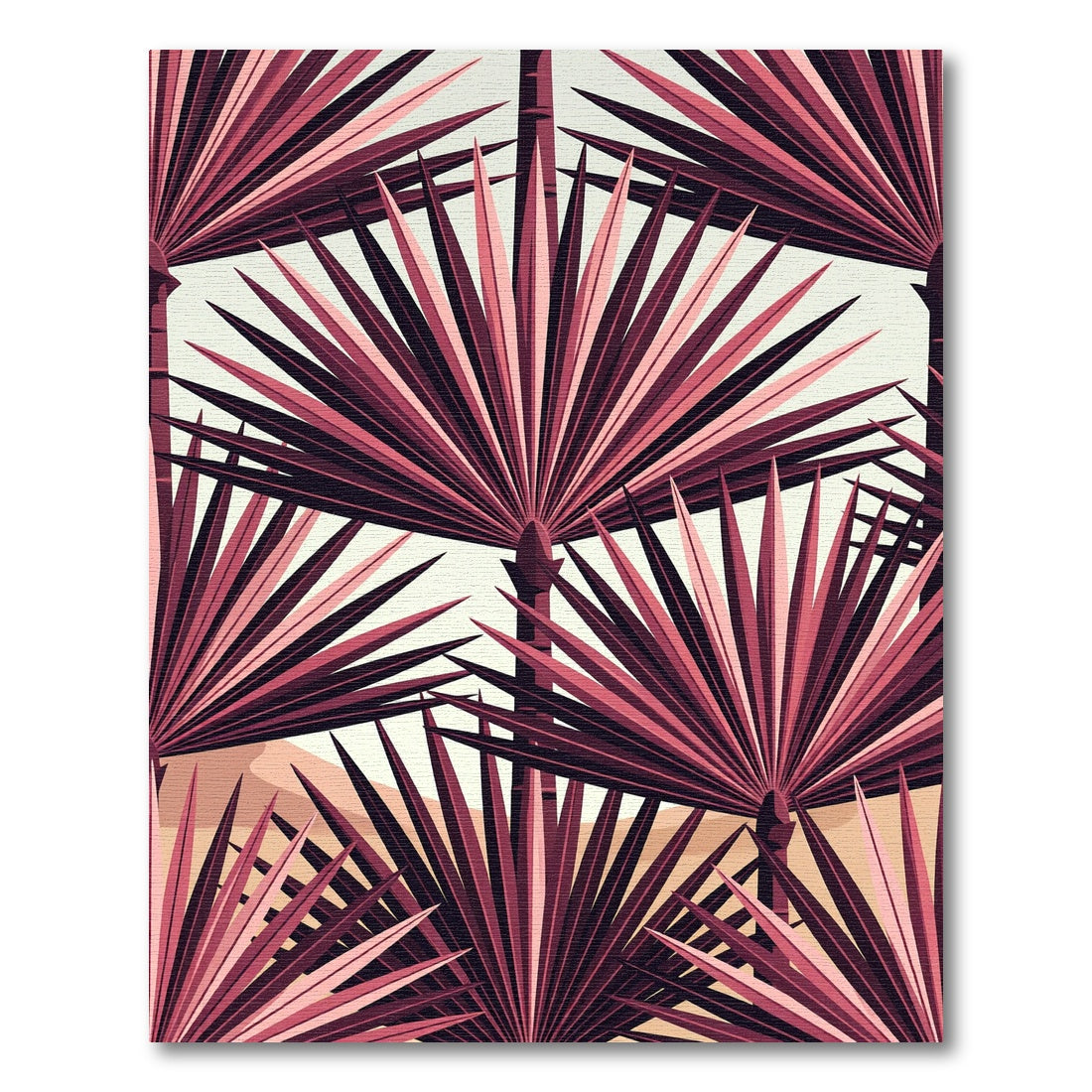 Crimson Palm Leaf Tropical Layering Rug