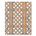 Geometric Peach and Slate Lattice Rug
