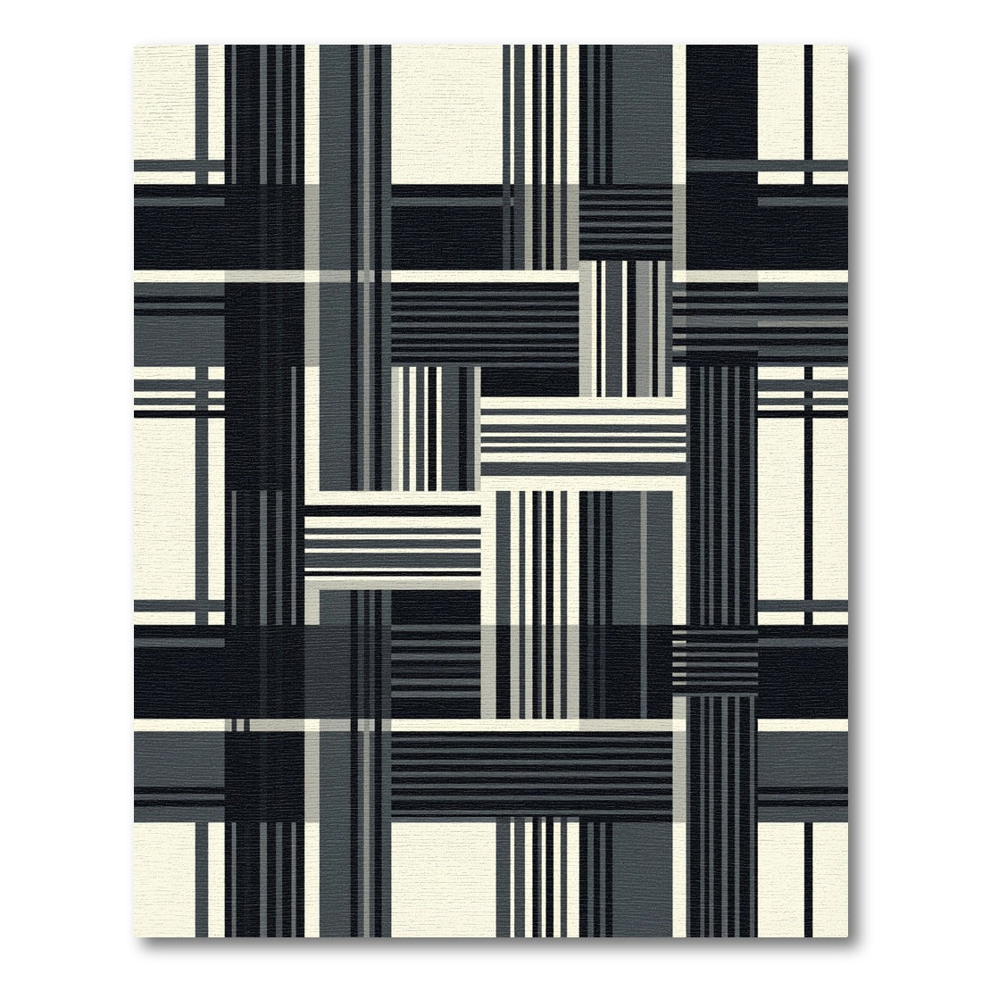 Monochromatic Geometric Grid Checkerboard Rug