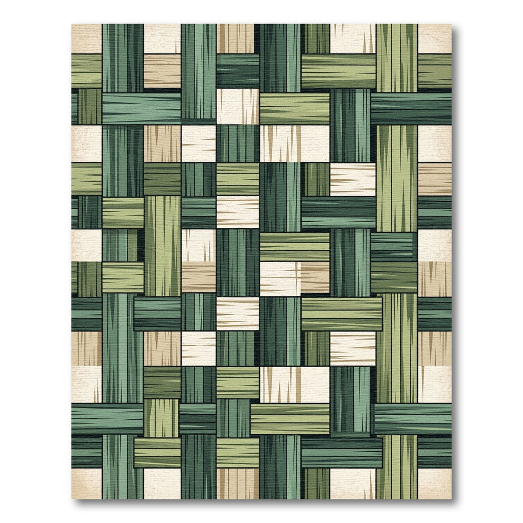 Sage Green Woven Geometric Lattice Rug