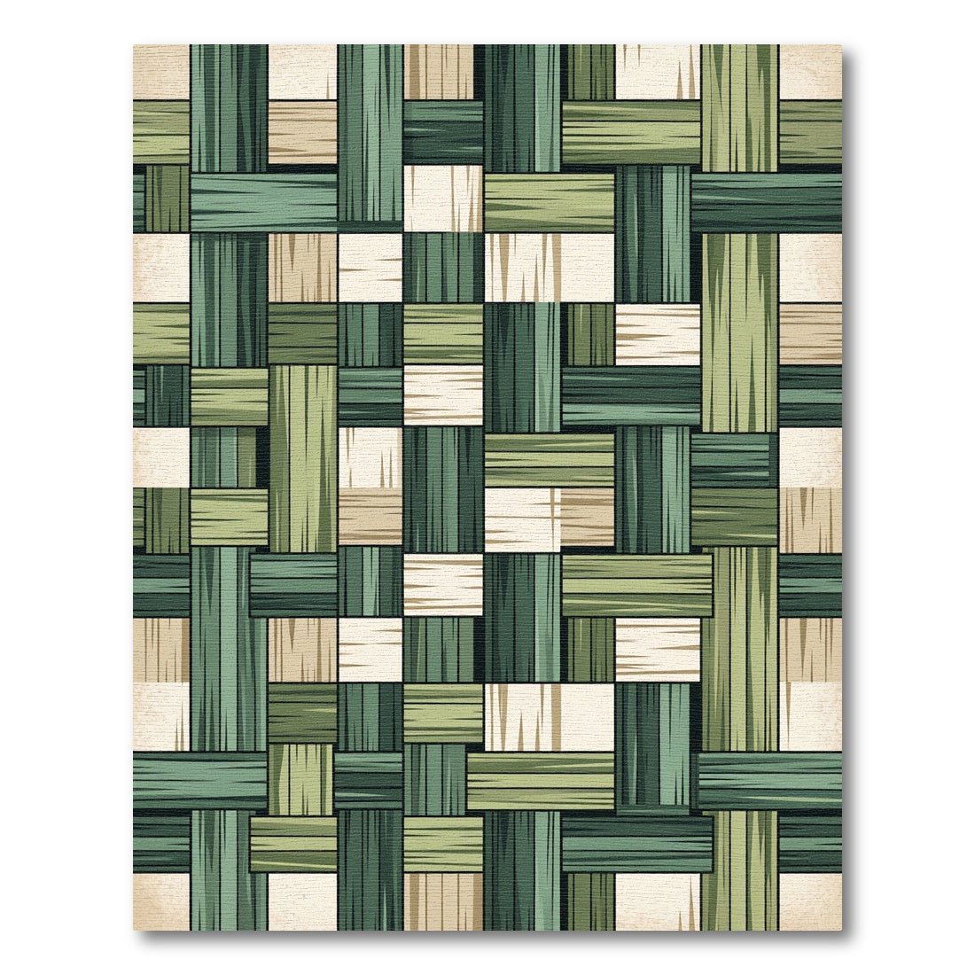 Sage Green Woven Geometric Lattice Rug