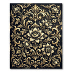 Gilded Black Floral Arabesque Rug