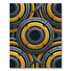 Modern Gold Gray Concentric Circles Rug