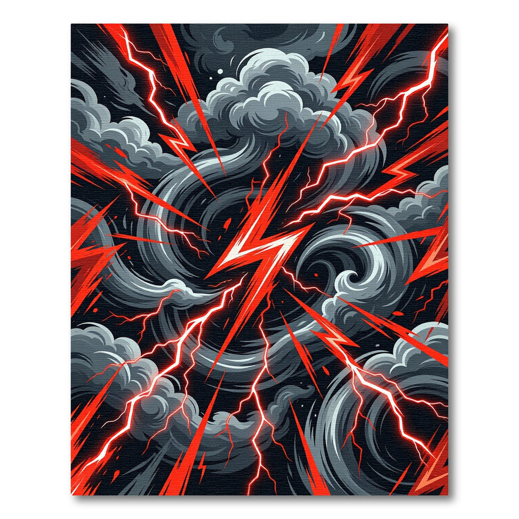 Intense Red Lightning Storm Rug