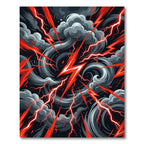Intense Red Lightning Storm Rug