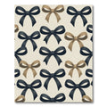 Elegant Black and Taupe Ribbon Bow Rug