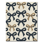 Elegant Black and Taupe Ribbon Bow Rug