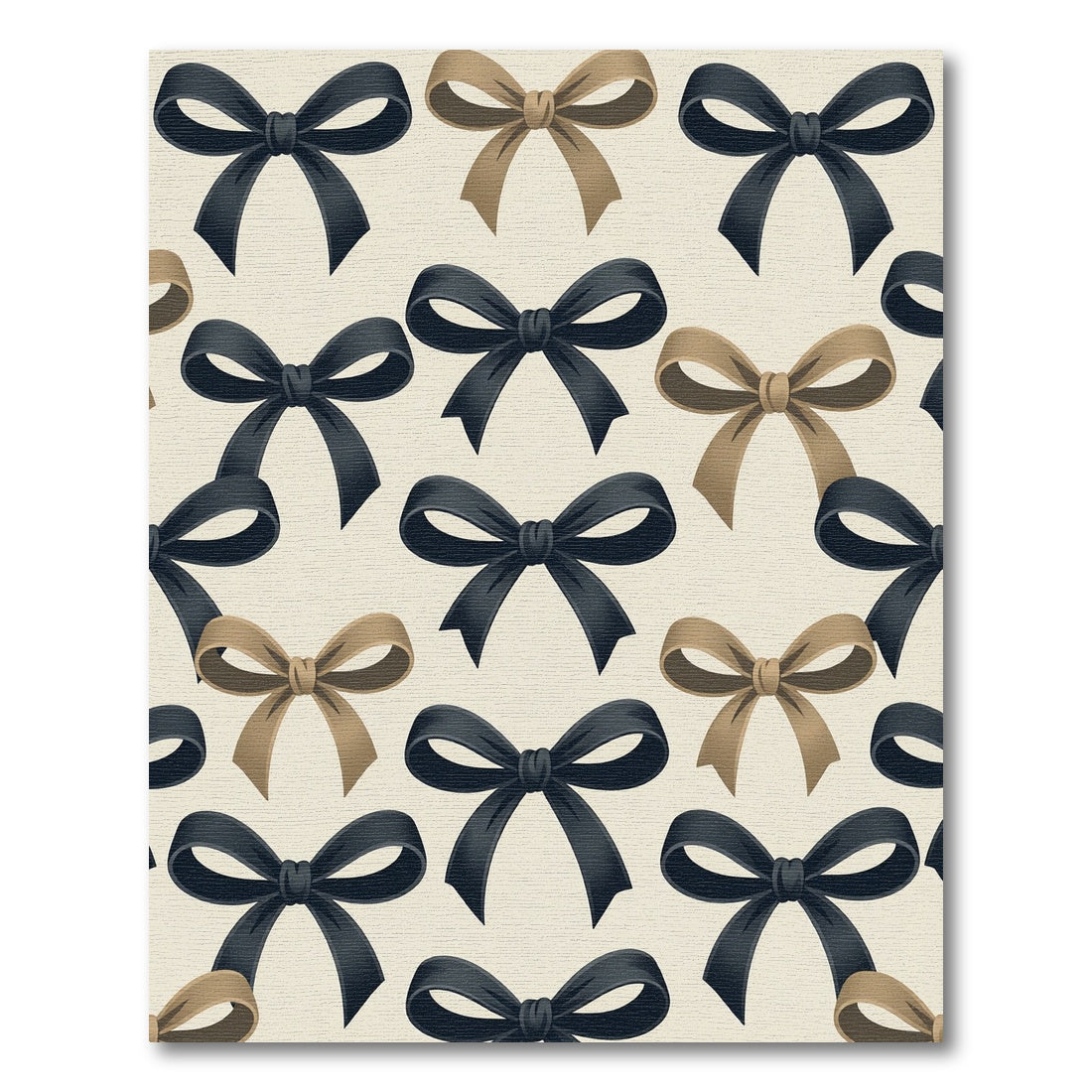 Elegant Black and Taupe Ribbon Bow Rug