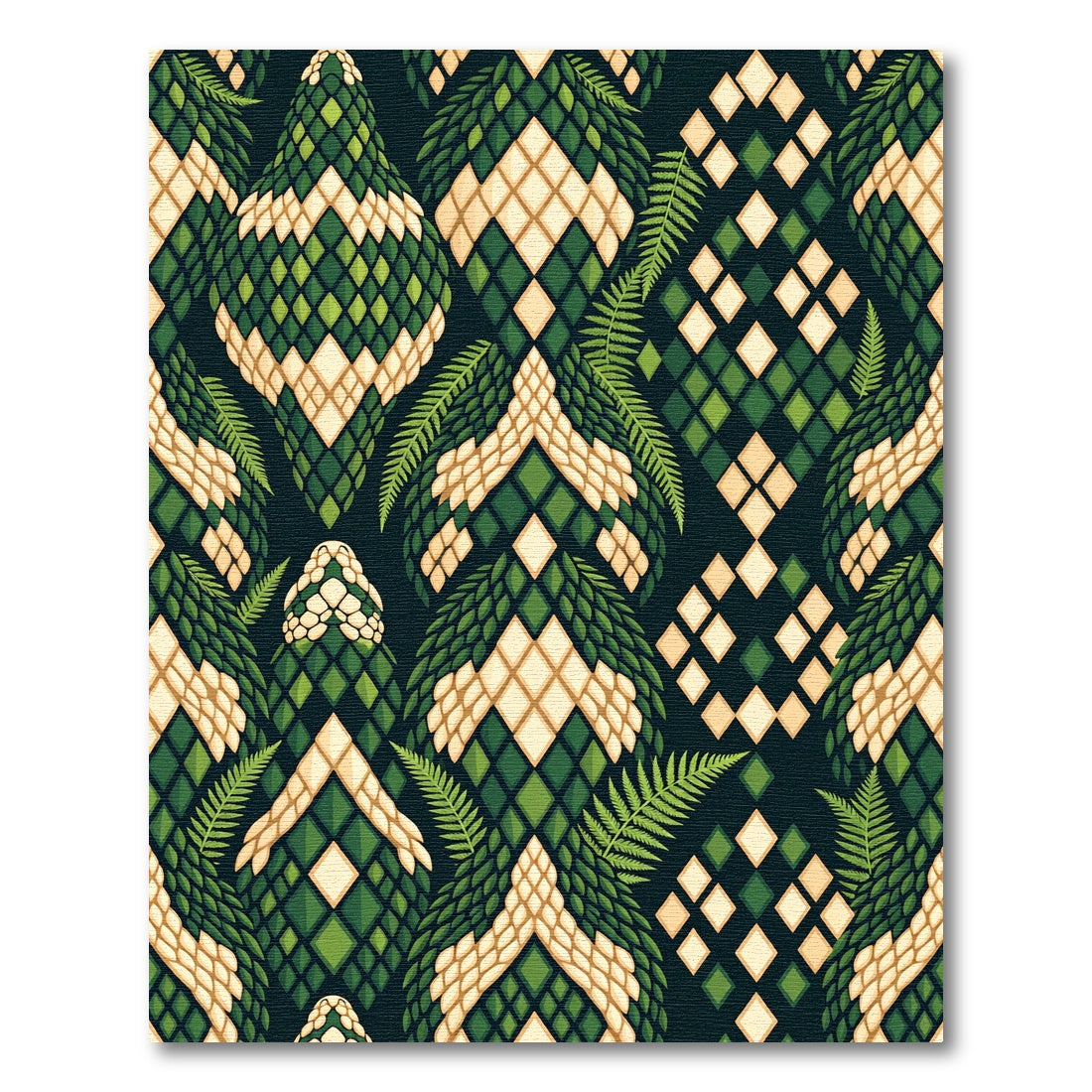 Emerald Green Snake Scale Fern Rug