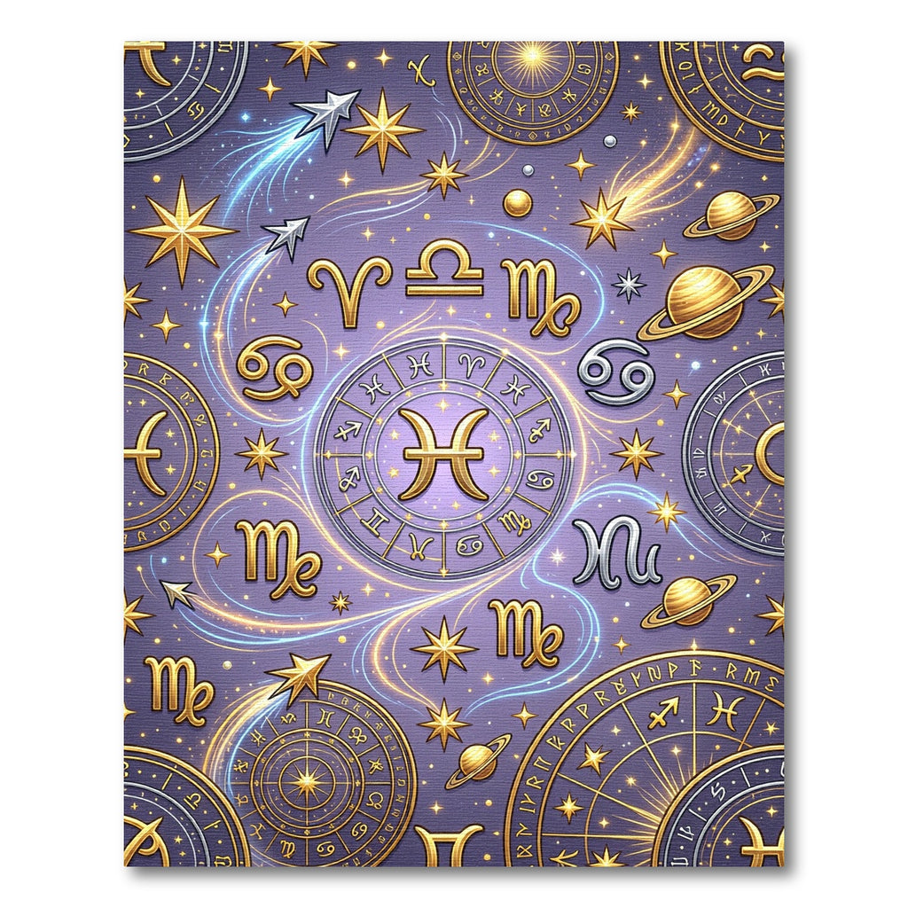 Celestial Golden Zodiac Constellation Art Rug