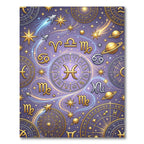 Celestial Golden Zodiac Constellation Art Rug