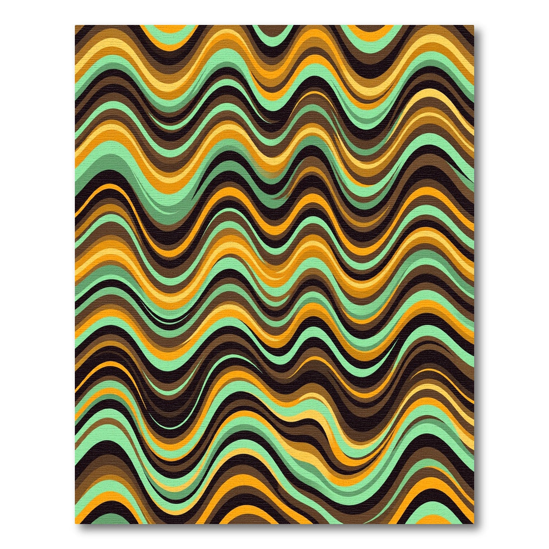 Retro Earthy Orange and Mint Wave Rug