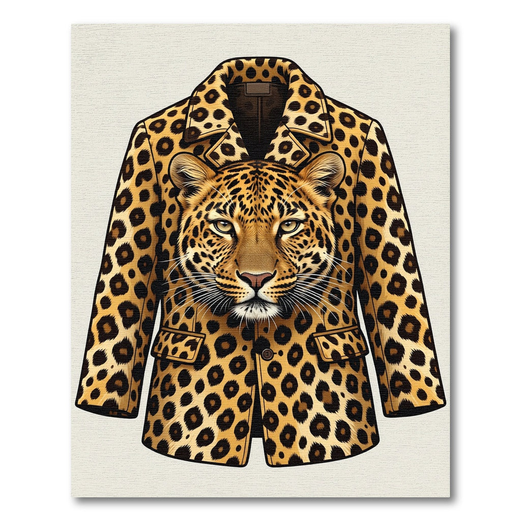 Bold Leopard Head Lapel Jacket Rug