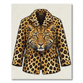 Bold Leopard Head Lapel Jacket Rug