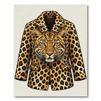Bold Leopard Head Lapel Jacket Rug