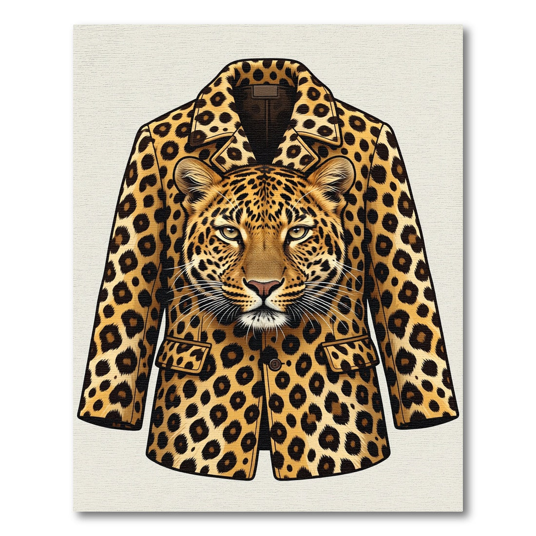 Bold Leopard Head Lapel Jacket Rug
