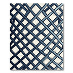 Sophisticated Slate Blue Intersecting Grid Rug