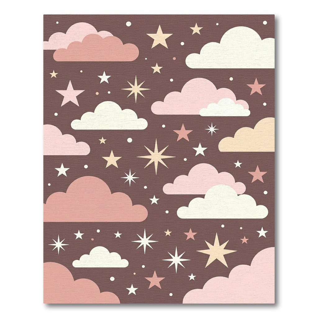 Celestial Pink Ivory Starry Night Sky Rug