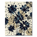 Dark Blue Ink Splatter Floral Rug