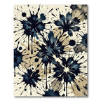 Dark Blue Ink Splatter Floral Rug
