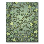 Elegant Sage Green Ivy Leaf Scroll Rug