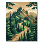 Winding Mountain Path Forest Landscape Rug