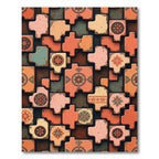 Terracotta Floral Medallion Tile Arrangement Rug