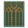 Gilded Emerald Gothic Arched Trellis Rug