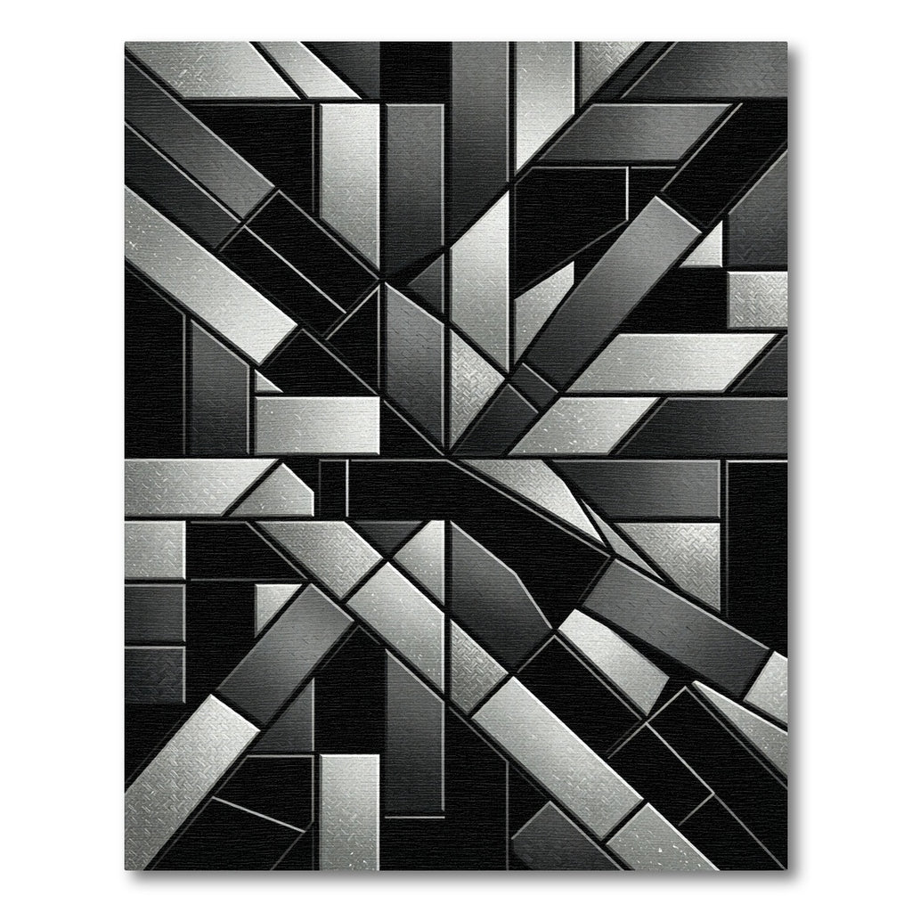 Monochromatic Geometric Industrial Steel Tile Rug