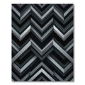 Modern Metallic Silver Geometric Chevron Rug