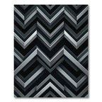 Modern Metallic Silver Geometric Chevron Rug