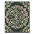 Intricate Sage and Cream Lace Medallion Rug