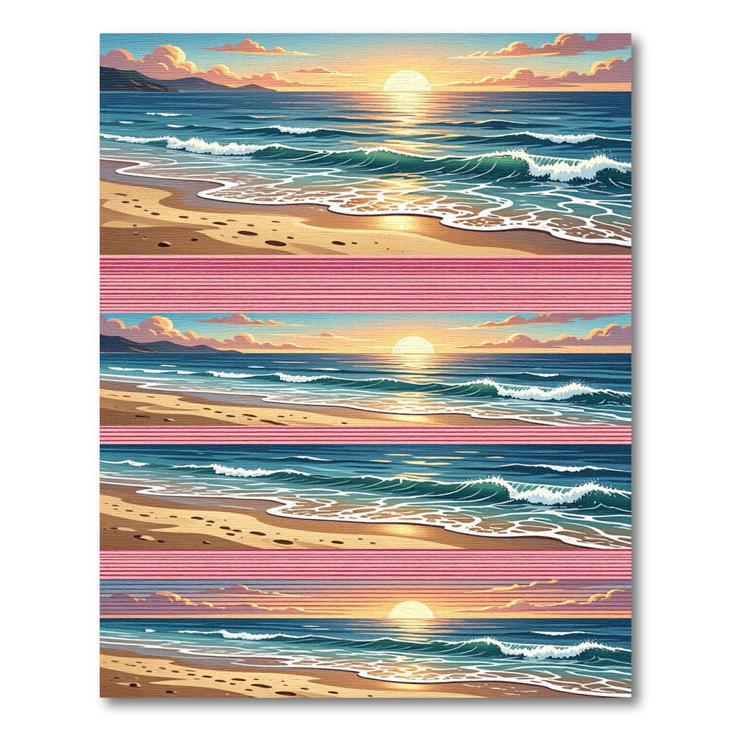 Serene Coastal Sunset Ocean Waves Rug