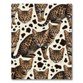 Golden Brown Leopard Cat Collage Rug
