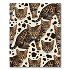 Golden Brown Leopard Cat Collage Rug